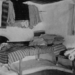 Karólábas ágy csángó házban. Forrófalva, 1931.