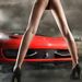 Ferrari-458-Italia-with-Asian-Chick-Front-Angle-View
