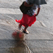 Asszony esőben piros szoknyában - motion, rain