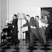 White House reporters dash for the telephones on December 7, 194