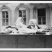 Two women in back of wagon, Hungary