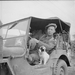 Driver mechanic George Couser of 91st Anti-Tank Regiment in a je