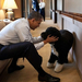 Barack+Obama+plays+with+Bo,+the+Obama+family+dog,+aboard+Air+For