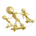 15207-Three-Gold-Skateboarders-In-Helmets-Catching-Air-All-At-Th