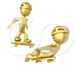 15212-Two-Gold-Figures-Skateboarding-And-Wearing-Helmets-Clipart