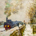 Bécs Claude Monet - Train Engine in the snow (1875)